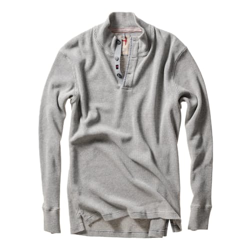 laydown image of Bi-Waffle Thermal Mock Sweatshirt