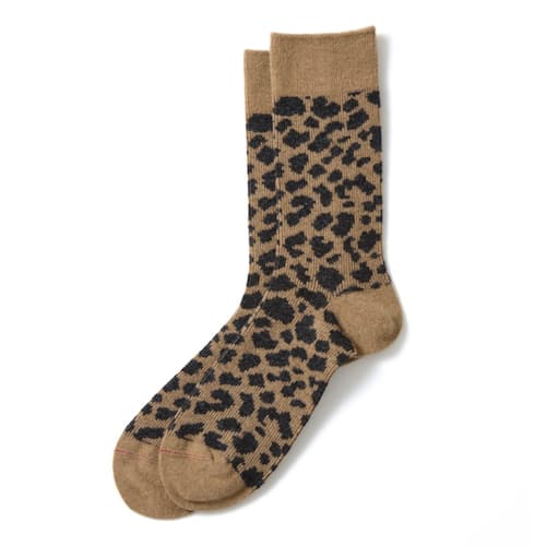 laydown image of Leopard Pattern Merino Socks