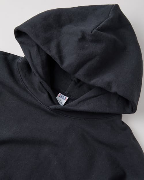 laydown detail image of Heavyweight Logo Cross-Neck Hoodie