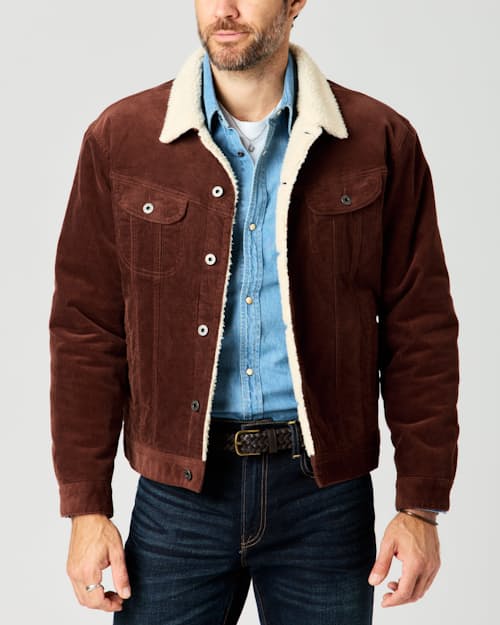 lifestyle image of Sherpa-Lined Trucker Jacket
