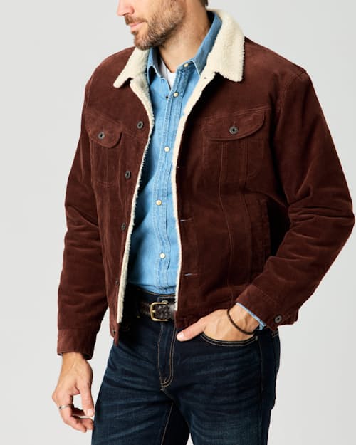 lifestyle image of Sherpa-Lined Trucker Jacket