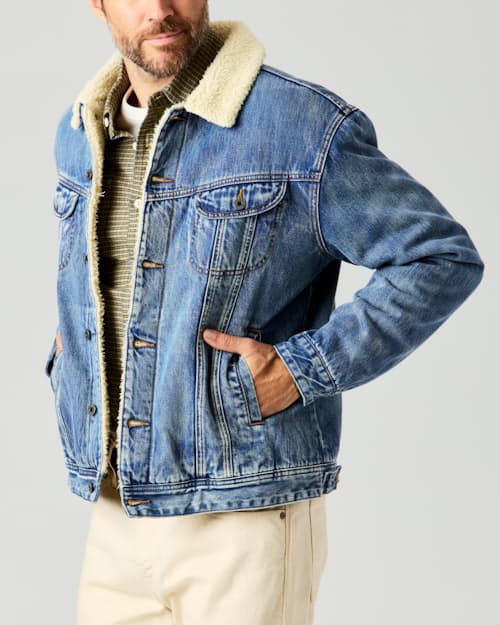 lifestyle image of Sherpa-Lined Trucker Jacket