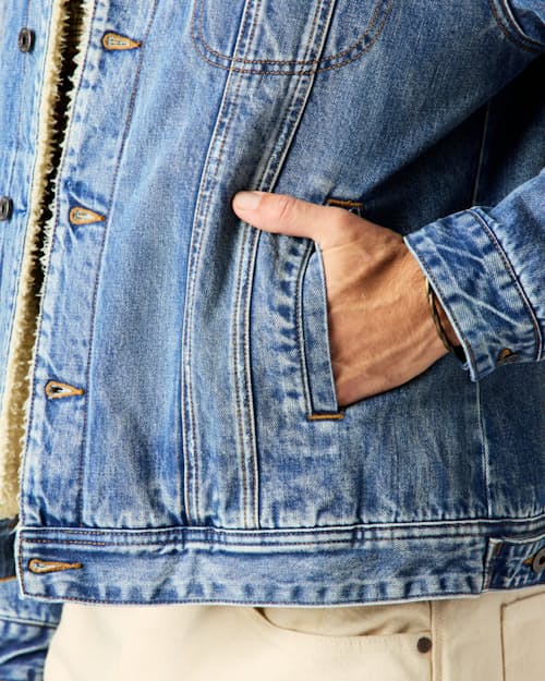 lifestyle image of Sherpa-Lined Trucker Jacket