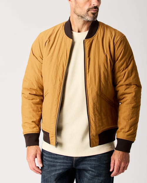 lifestyle image of Reversible Quilted Bomber