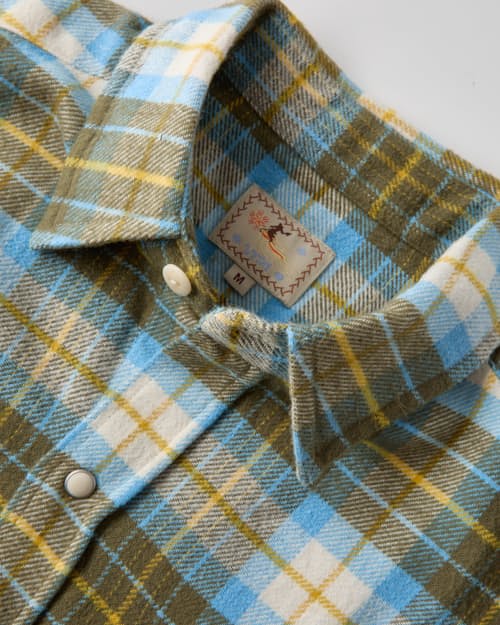 laydown detail image of Washed Flannel Pearlsnap Shirt