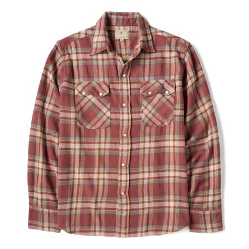 laydown image of Washed Flannel Pearlsnap Shirt