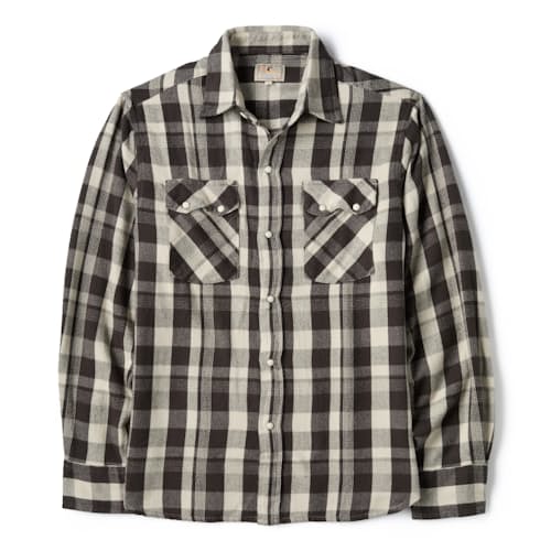 laydown image of Washed Flannel Pearlsnap Shirt