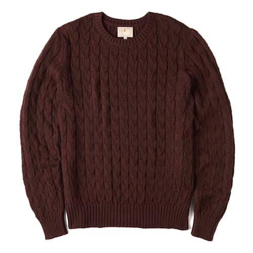 laydown image of Highland Cableknit Sweater