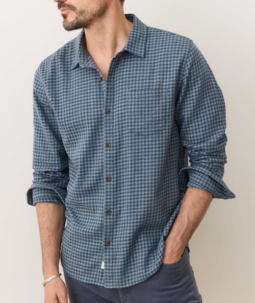 on model image of Classic Stretch Selvage Long Sleeve Shirt