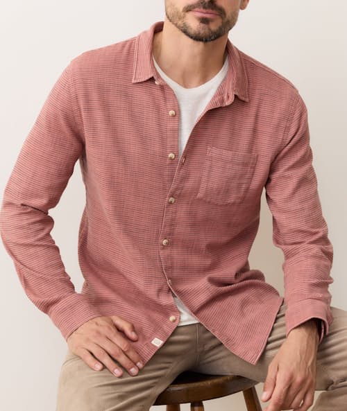 on model image of Classic Stretch Selvage Long Sleeve Shirt