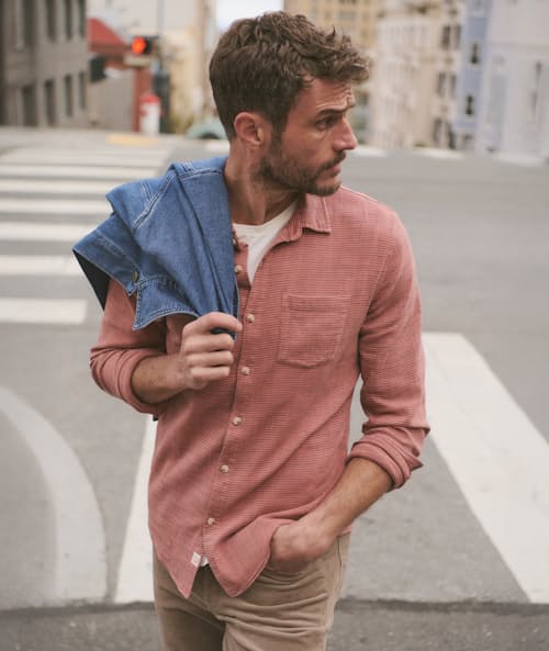 lifestyle image of Classic Stretch Selvage Long Sleeve Shirt