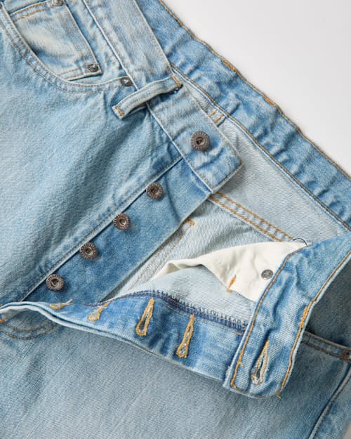 laydown detail image of Classic Straight Selvedge Denim Jeans