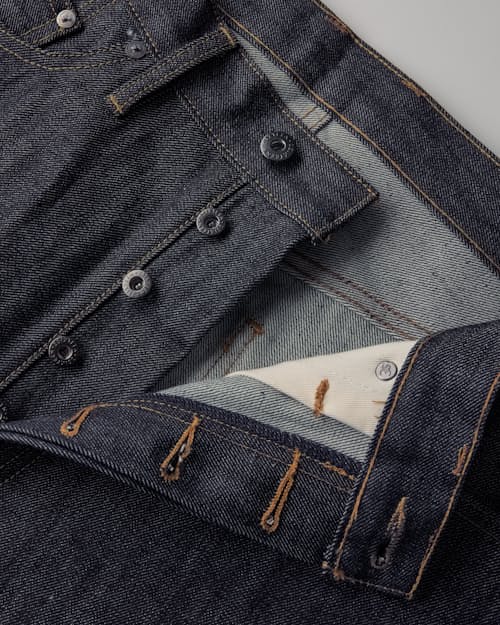 laydown detail image of Relaxed Straight Selvedge Denim Jeans