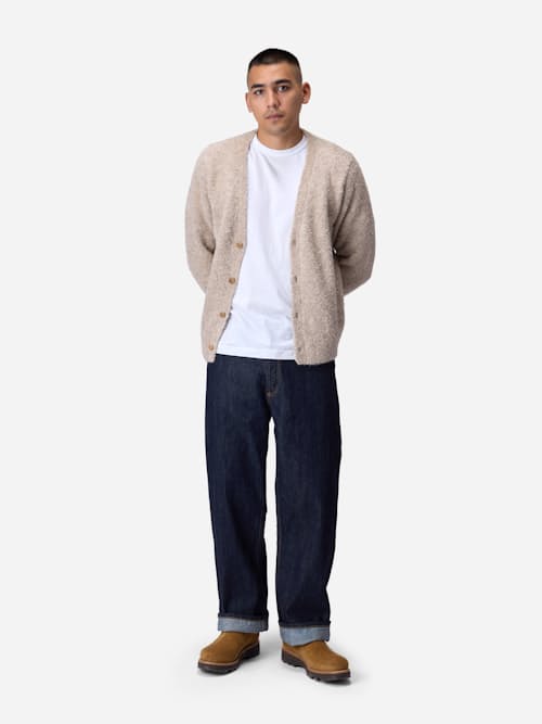 on model image of Boucle Alpaca V-Neck Cardigan