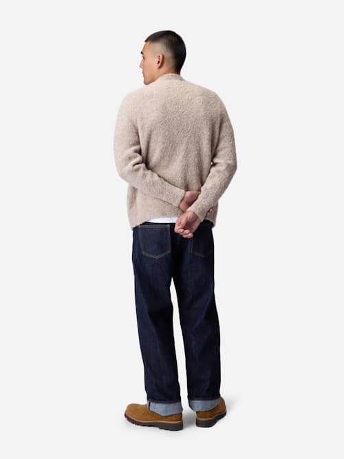 on model image of Boucle Alpaca V-Neck Cardigan