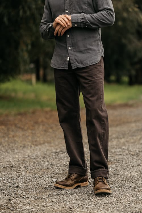lifestyle image of The Barrel Classic Straight Natural Slub Denim Jeans