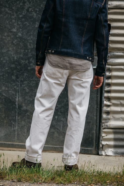 lifestyle image of The Barrel Classic Straight Natural Slub Denim Jeans