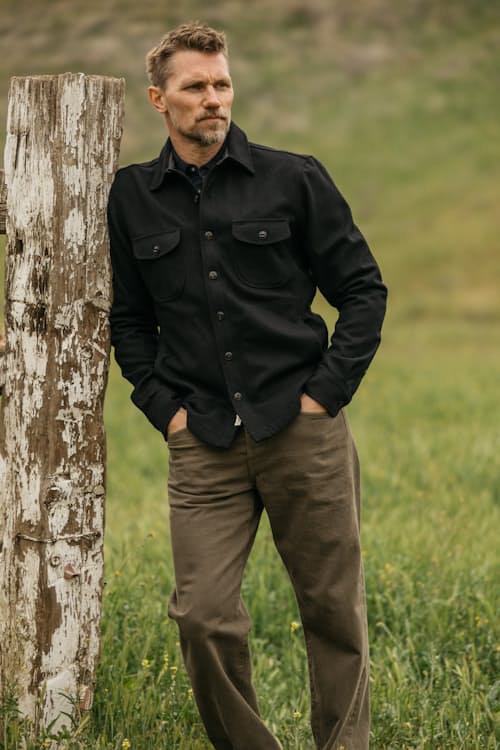 lifestyle image of The Barrel Classic Straight Natural Slub Denim Jeans