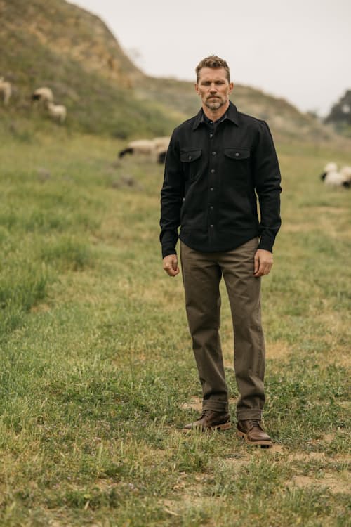 lifestyle image of The Barrel Classic Straight Natural Slub Denim Jeans