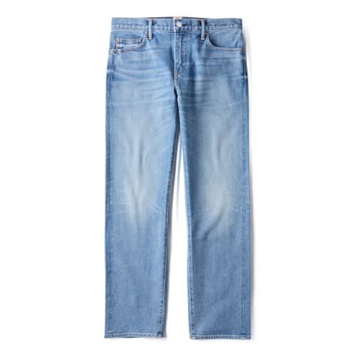 laydown image of The Barrel Classic Straight Stretch Selvedge Denim Jeans