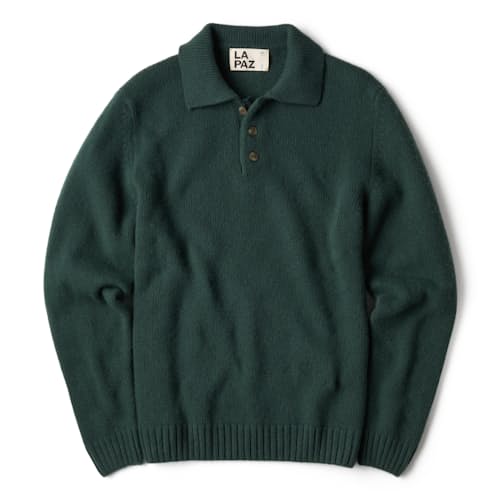 laydown image of Eca Textured Wool Knit Polo