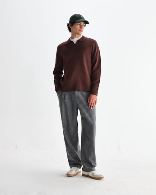 on model image of Carter Open Collar Polo