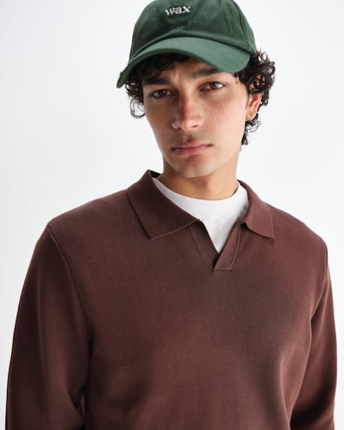 on model image of Carter Open Collar Polo