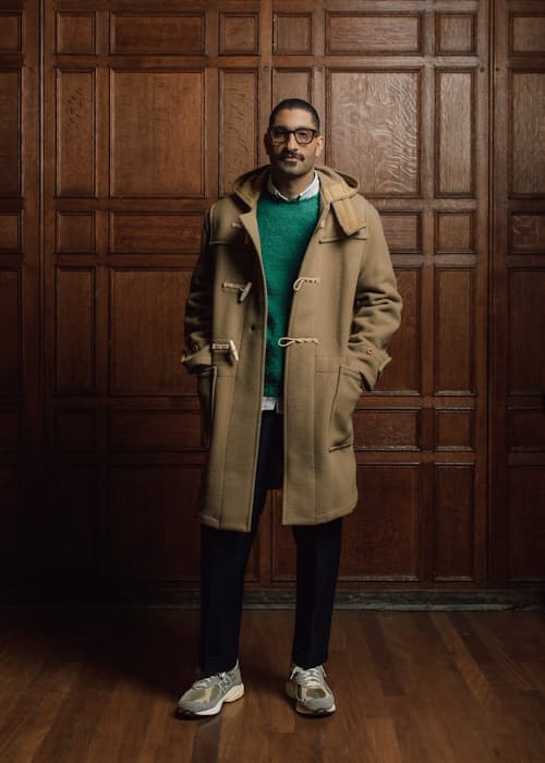 on model image of Mid Monty Coat