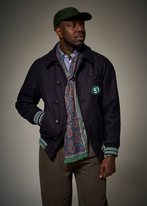 on model image of Wool Varsity Jacket