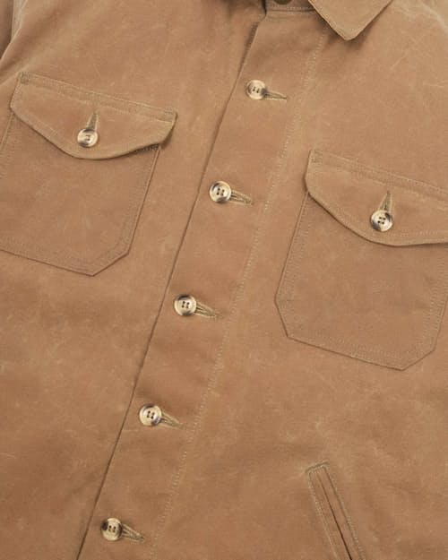 laydown detail image of Crissman Lightweight Waxed Overshirt
