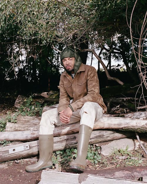 lifestyle image of Crissman Lightweight Waxed Overshirt