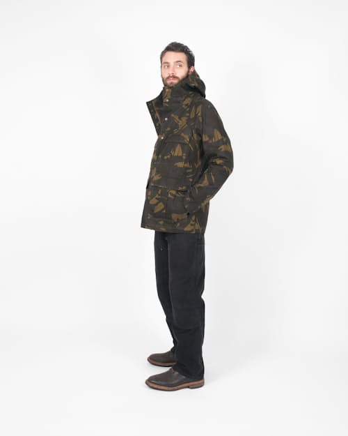 on model image of Heavy Duty Waxed Raincoat