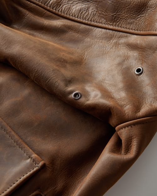 laydown detail image of A-2 Lightweight Leather Jacket