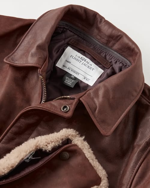 laydown detail image of Buffalo Bomber Leather Jacket