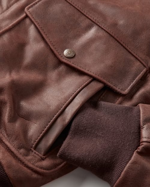 laydown detail image of Buffalo Bomber Leather Jacket