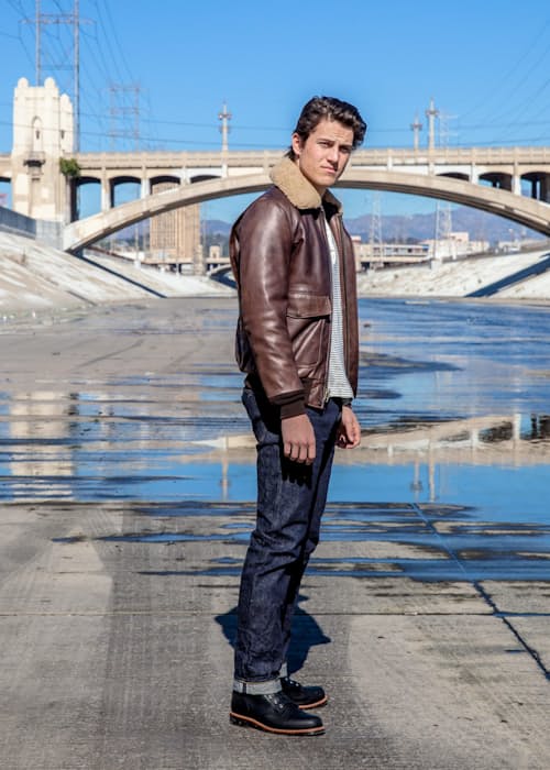 lifestyle image of Buffalo Bomber Leather Jacket