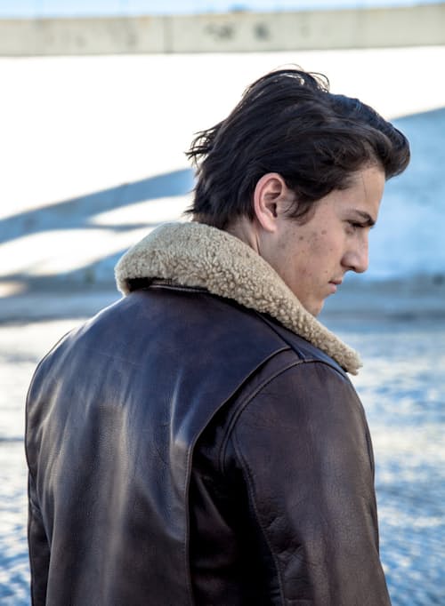 lifestyle image of Buffalo Bomber Leather Jacket