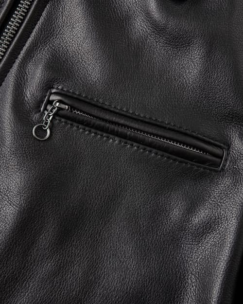 laydown detail image of Natural Pebbled Leather Jacket