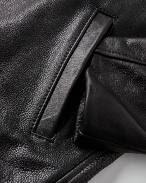 laydown detail image of Natural Pebbled Leather Jacket