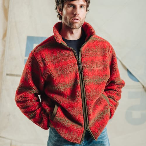 on model image of Full Zip Jacquard Fleece