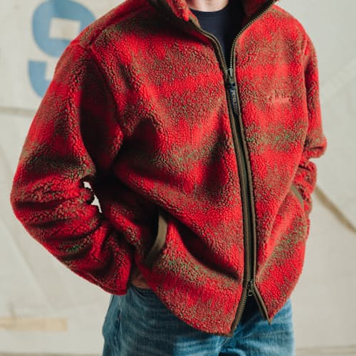 on model image of Full Zip Jacquard Fleece