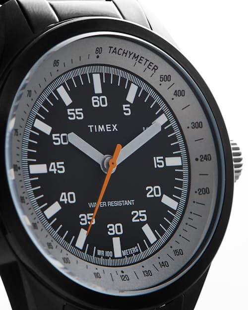lifestyle image of Huckberry x TIMEX 1978  Black Max Reissue