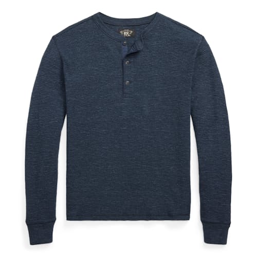 laydown image of Cotton Waffle Knit Henley