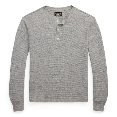 laydown image of Cotton Waffle Knit Henley