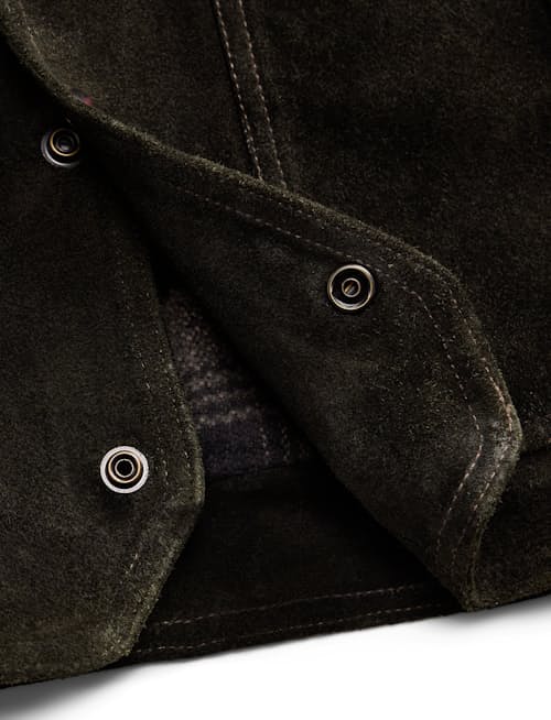 laydown detail image of Cody Roughout Suede Jacket