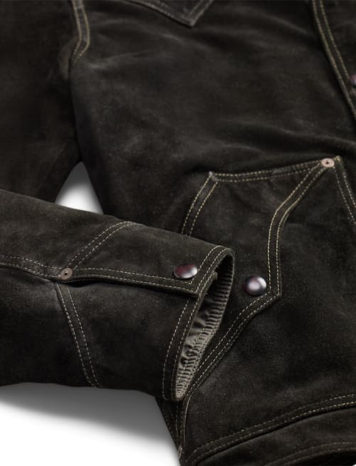 laydown detail image of Cody Roughout Suede Jacket