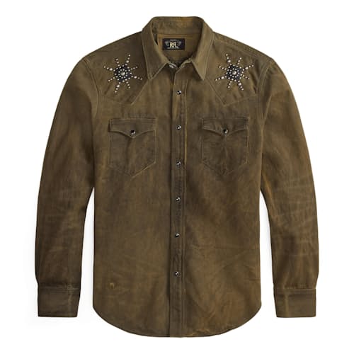 laydown image of Denim Buffalo Western Workshirt