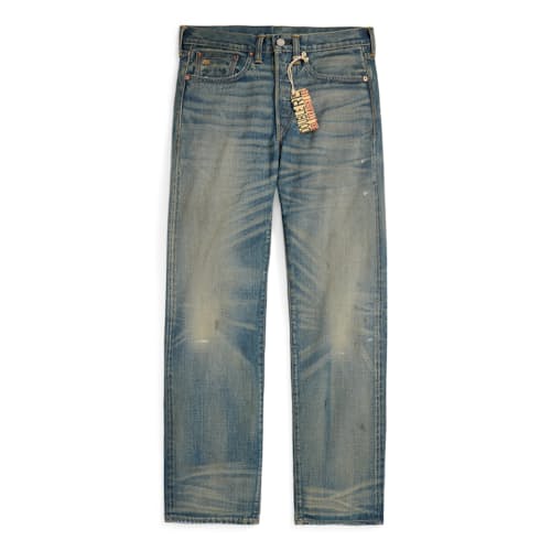 laydown image of Straight Fit Selvedge Denim Jeans