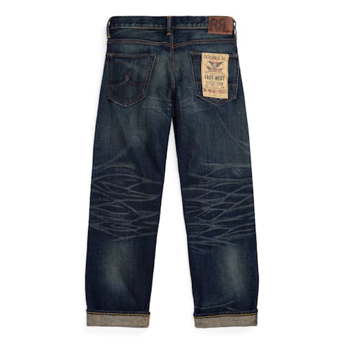 laydown image of Straight Fit Selvedge Denim Jeans