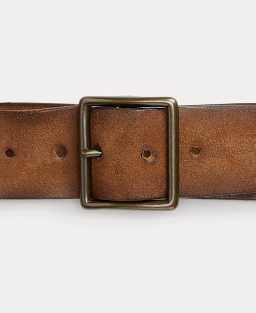 laydown detail image of Studded Roughout Leather Belt